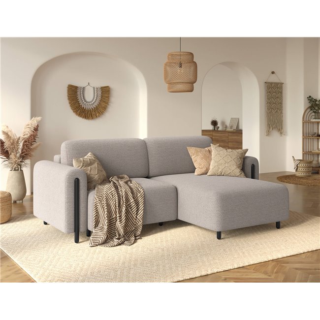 Corner sofa Elcossta R, sleeping function, Royal 18, boucle, beige, H95x244x154cm