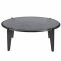 Coffee table Ebern ST, metal/glass, black, D106cm H40cm