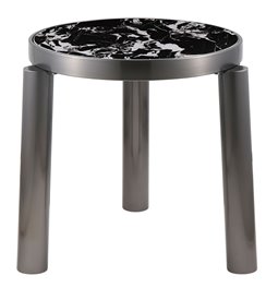 Side table Edland ST, sintered stone/metal, D55cm H55cm