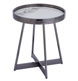 Side table Egling ST, sintered stone/metal, D50cm H55cm