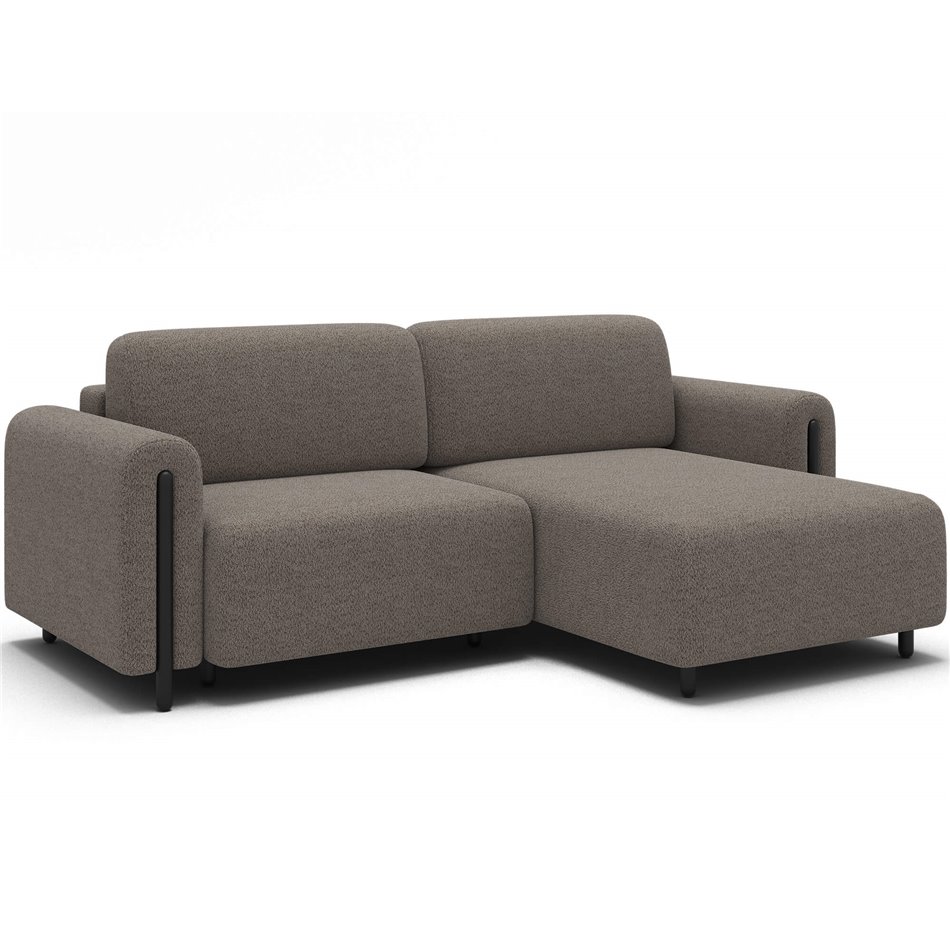 Corner sofa Elcossta R, sleeping function, Royal 20, boucle, brown, H95x244x154cm