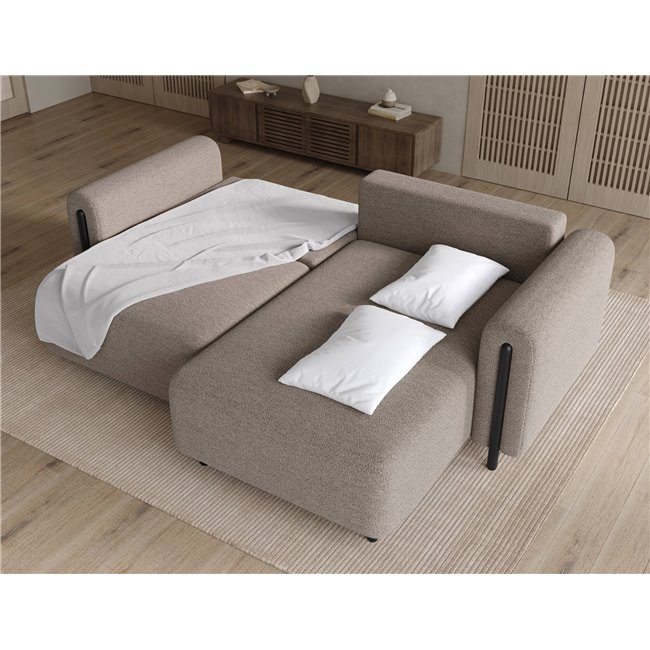 Corner sofa Elcossta R, sleeping function, Royal 20, boucle, brown, H95x244x154cm