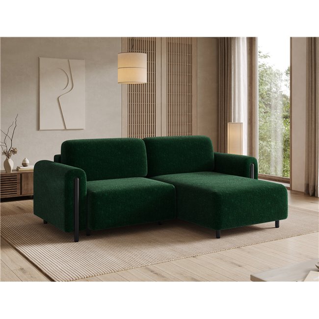 Corner sofa Elcossta R, sleeping function, Amore 35, boucle, dark green, H95x244x154cm