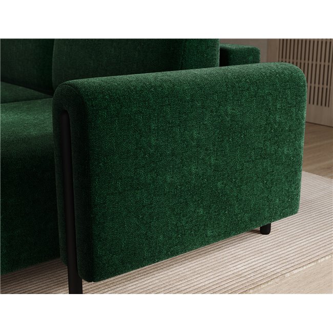 Corner sofa Elcossta R, sleeping function, Amore 35, boucle, dark green, H95x244x154cm