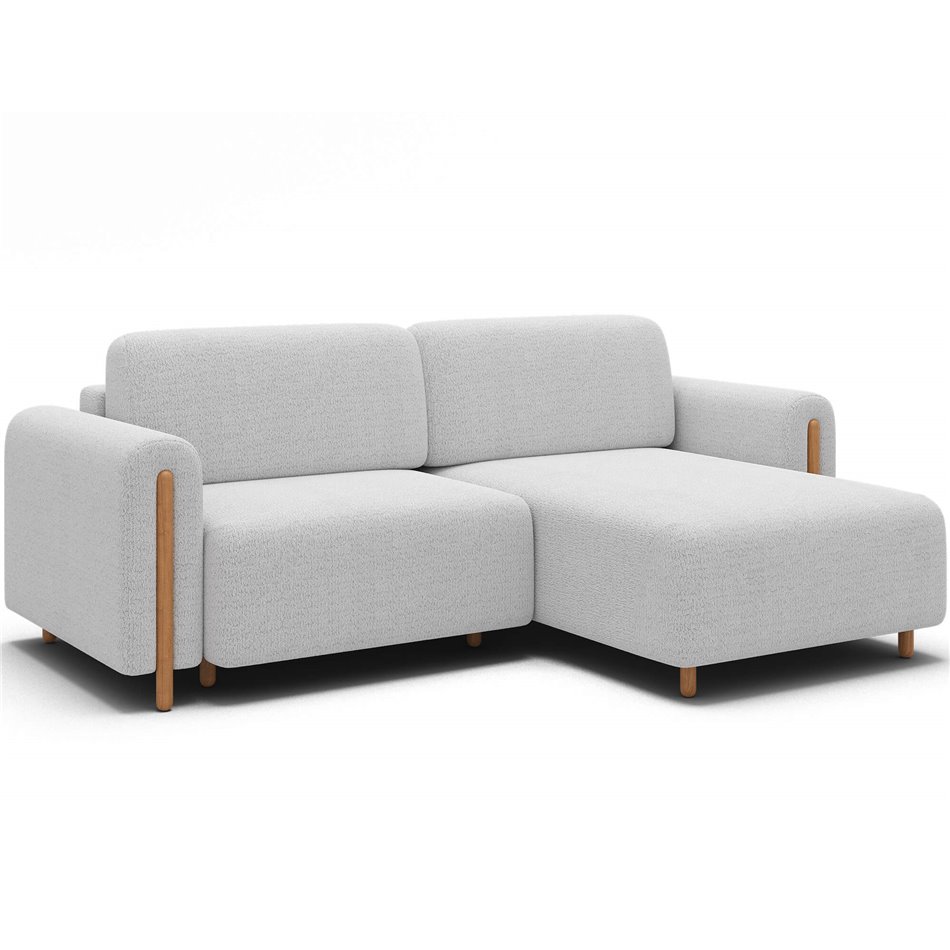 Corner sofa Elcossta R, sleeping function, Royal 01, boucle, white, H95x244x154cm