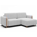 Corner sofa Elcossta R, sleeping function, Royal 01, boucle, white, H95x244x154cm