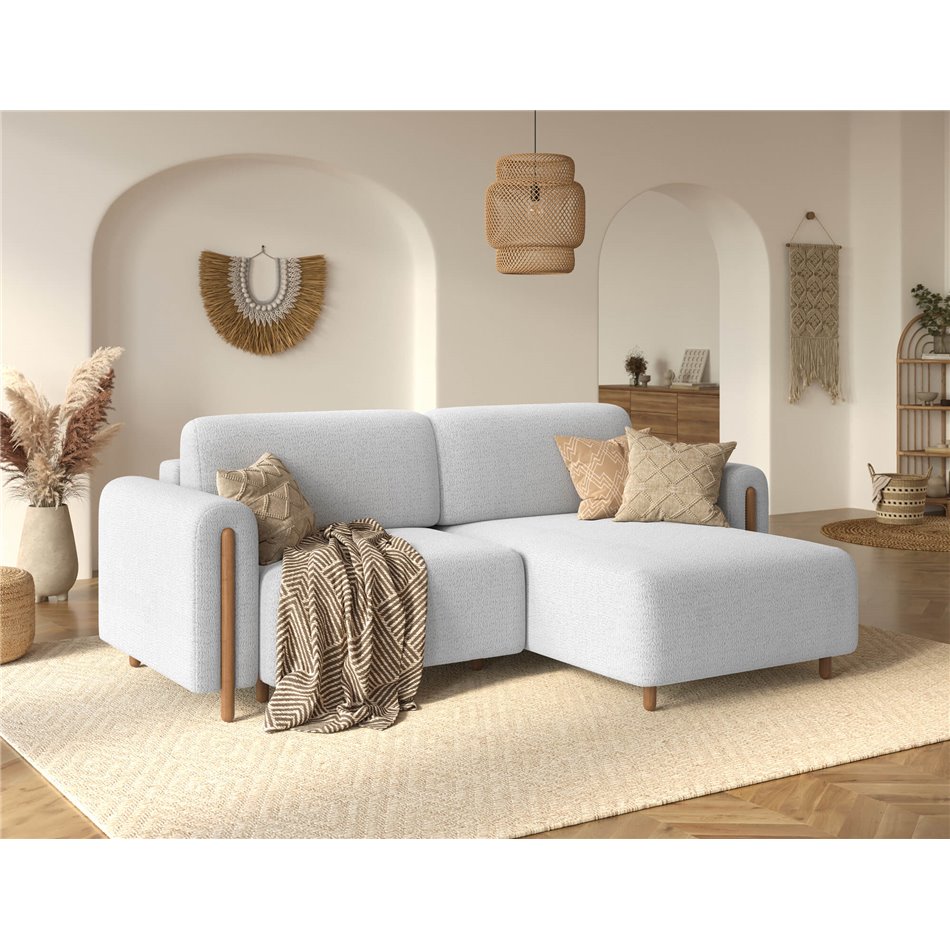 Corner sofa Elcossta R, sleeping function, Royal 01, boucle, white, H95x244x154cm