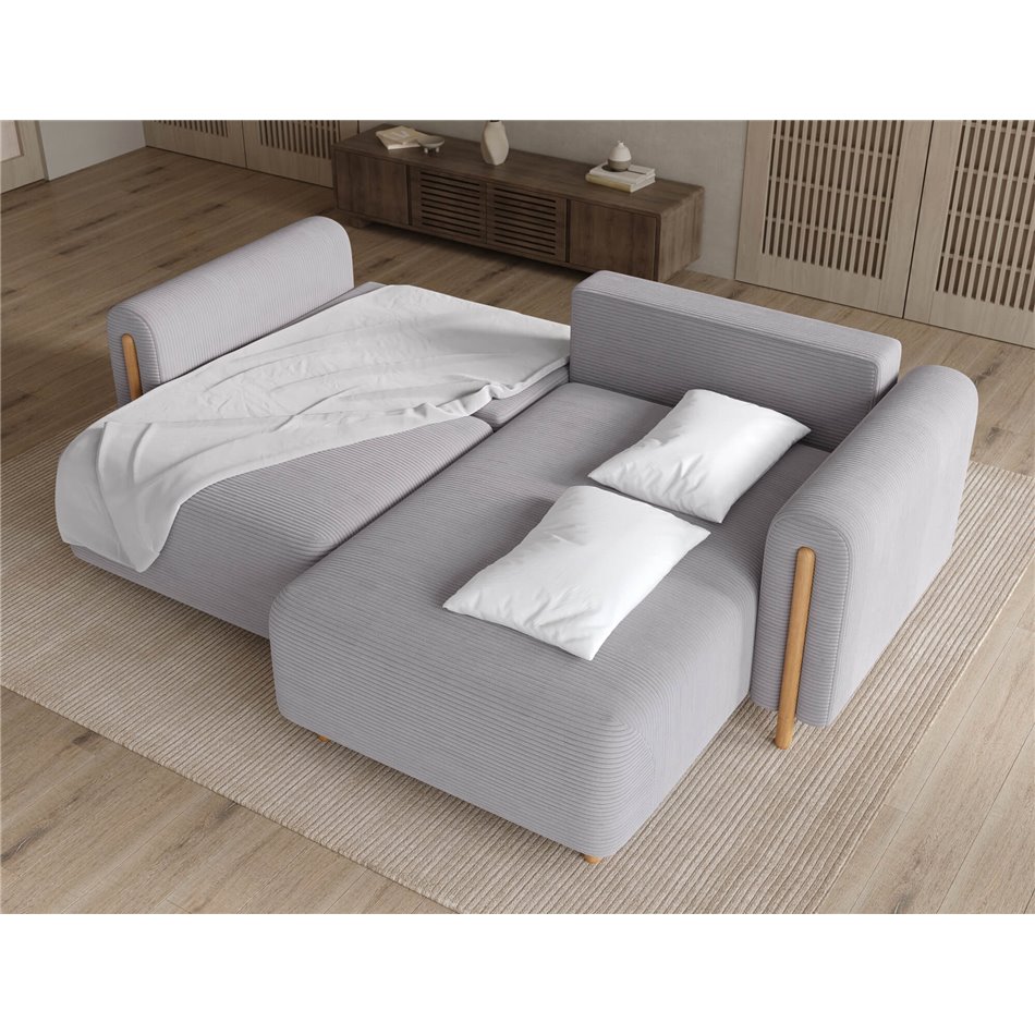 Corner sofa Elcossta R, sleeping function, Jarell 03, corduroy, grey, H95x244x154cm