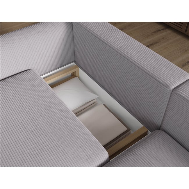 Corner sofa Elcossta R, sleeping function, Jarell 03, corduroy, grey, H95x244x154cm