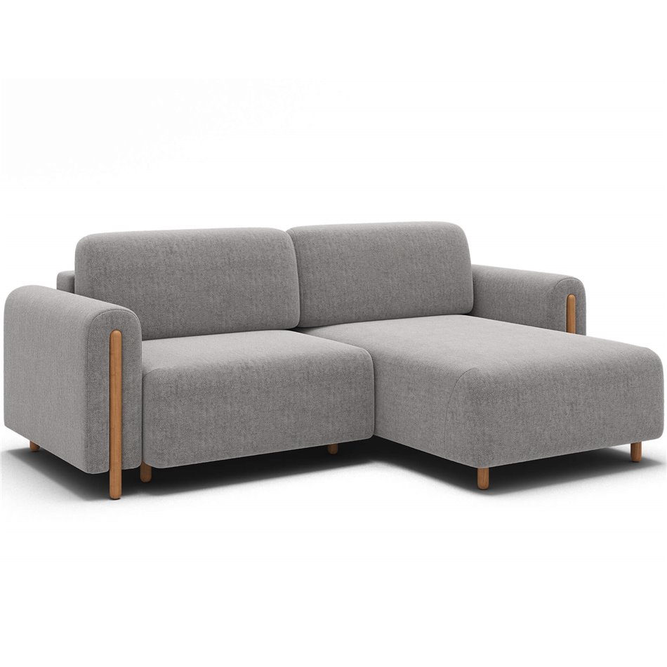 Corner sofa Elcossta R, sleeping function, Amore 04, boucle, grey, H95x244x154cm