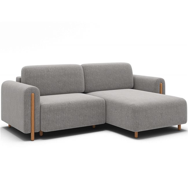 Corner sofa Elcossta R, sleeping function, Amore 04, boucle, grey, H95x244x154cm