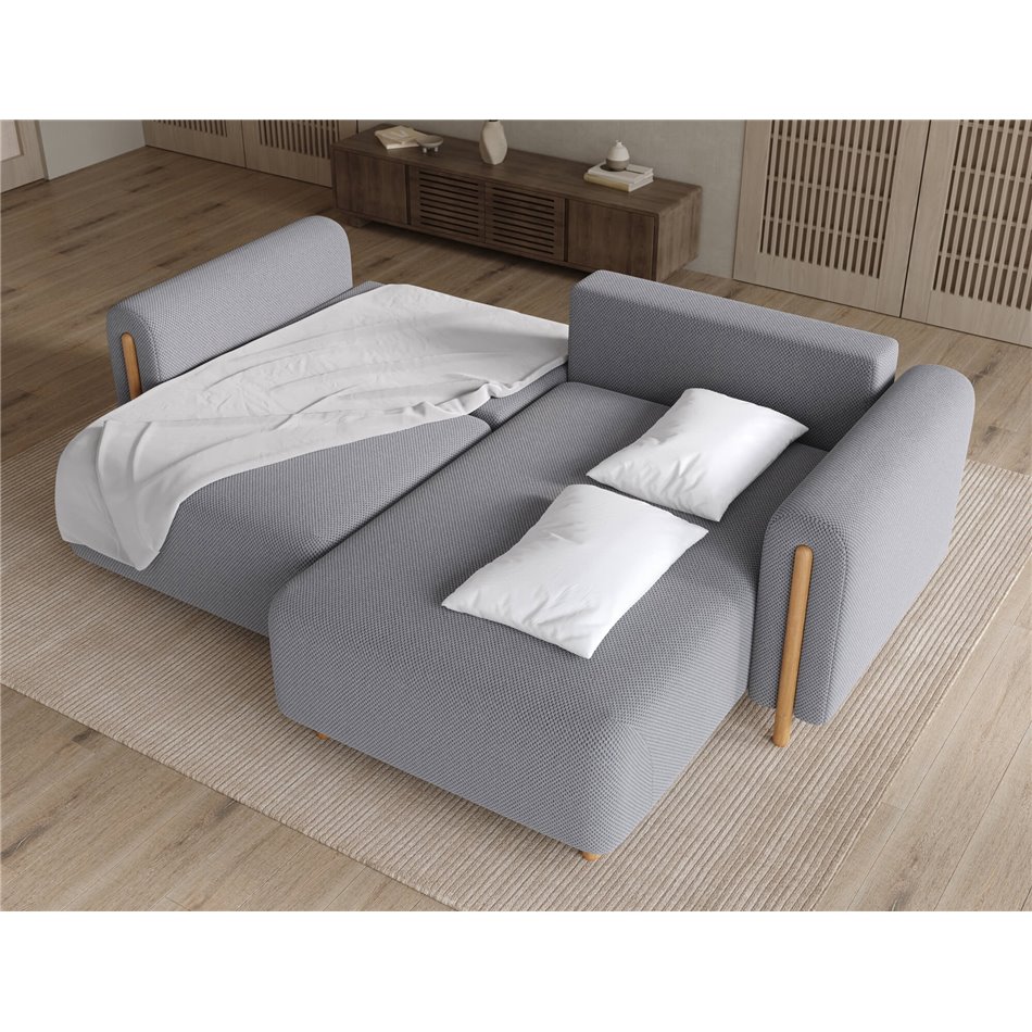 Corner sofa Elcossta R, sleeping function, Calmora 05, grey, H95x244x154cm