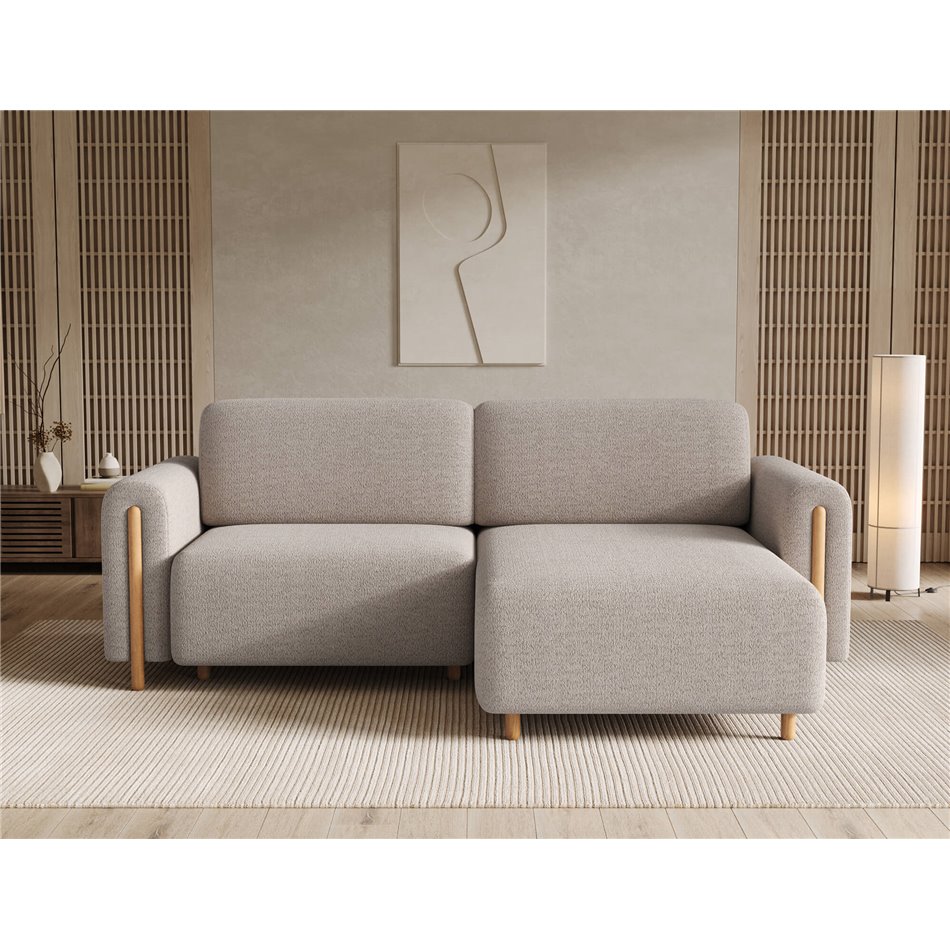 Corner sofa Elcossta R, sleeping function, Royal 18, boucle, beige, H95x244x154cm