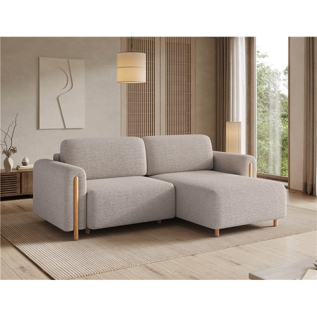 Corner sofa Elcossta R, sleeping function, Royal 18, boucle, beige, H95x244x154cm