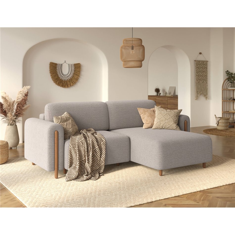 Corner sofa Elcossta R, sleeping function, Royal 18, boucle, beige, H95x244x154cm