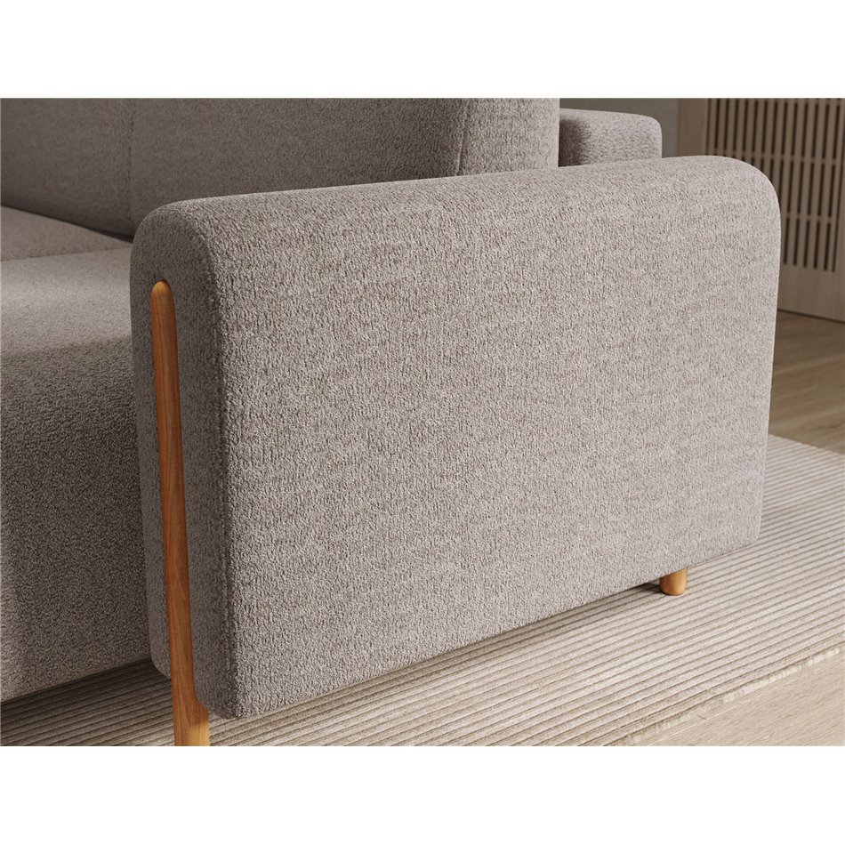 Corner sofa Elcossta R, sleeping function, Royal 18, boucle, beige, H95x244x154cm
