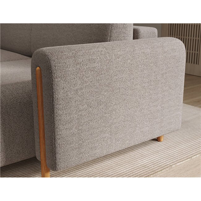 Corner sofa Elcossta R, sleeping function, Royal 18, boucle, beige, H95x244x154cm