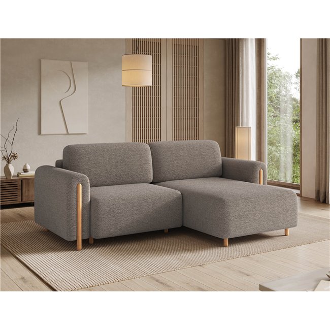 Corner sofa Elcossta R, sleeping function, Royal 20, boucle, brown, H95x244x154cm