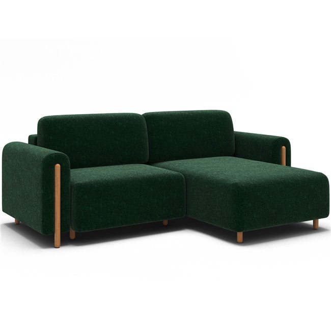 Corner sofa Elcossta R, sleeping function, Amore 35, boucle, dark green, H95x244x154cm