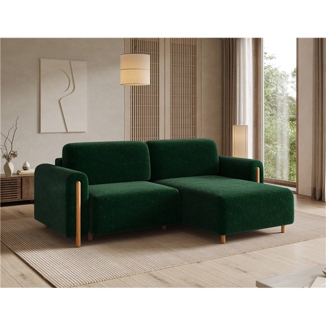 Corner sofa Elcossta R, sleeping function, Amore 35, boucle, dark green, H95x244x154cm