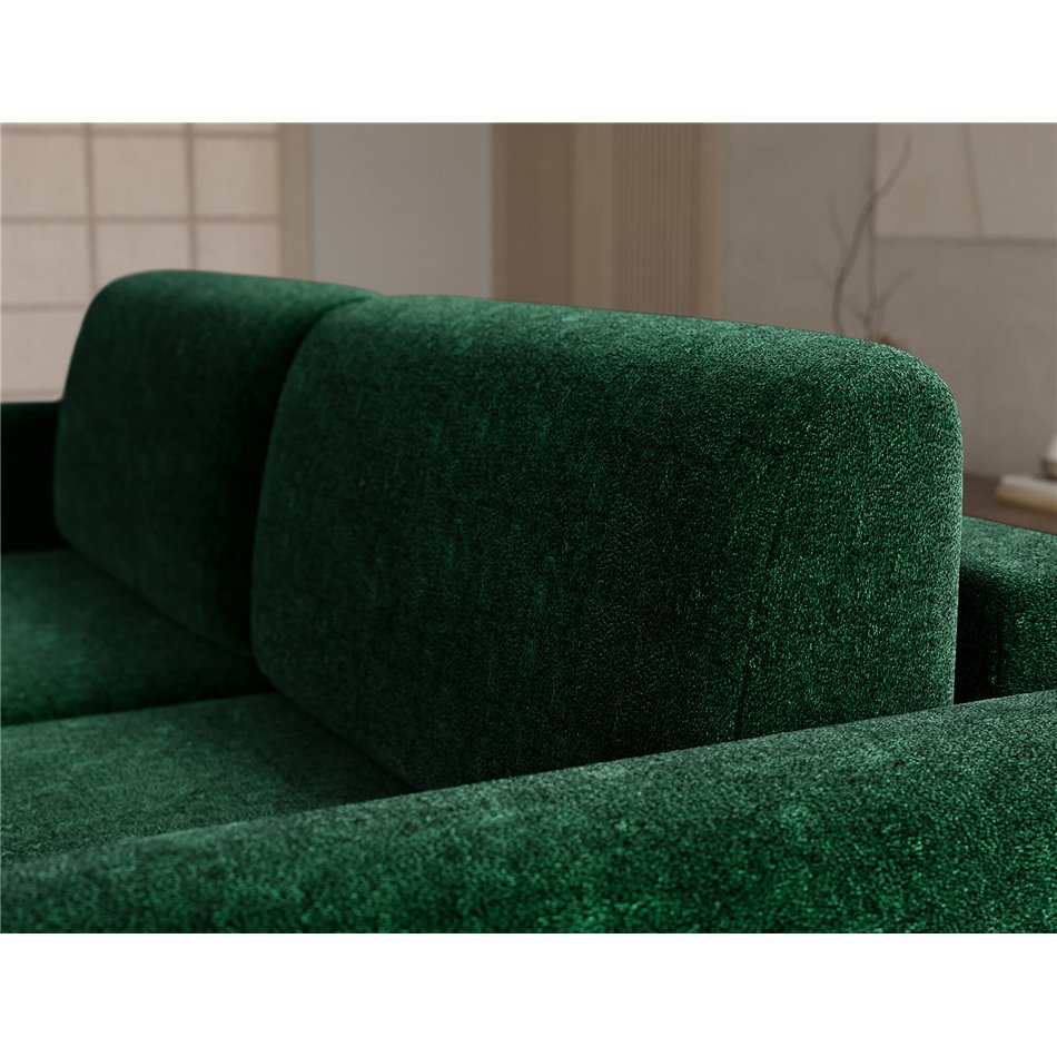 Corner sofa Elcossta R, sleeping function, Amore 35, boucle, dark green, H95x244x154cm