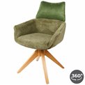 Dining chair Fango 37, rotatable 360 degrees, green/natural, H89x63.5x55cm, seat height 49cm