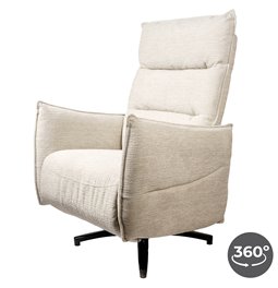 Electric recliner Amandy Kansas 4 natural K, 2 motors, cream, rotatable 360 degrees, H74-110x76x90-158cm, seat height 40-51cm