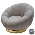 Swivel leisure chair Valdo, grey/gold color, rotatable 360 degrees, H75x101x99cm, seat height 40cm