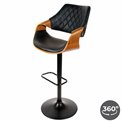 Bar chair Sandhaugt black 031, rotatable 360 degrees, walnut color/black, H96-118x54x54cm, seat height 62-84cm