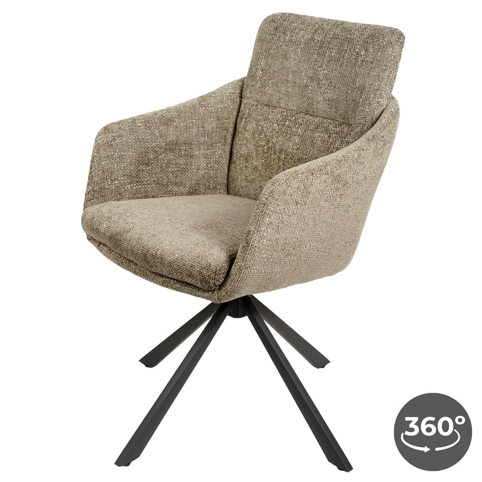 Dining chair Sabugo 4, taupe, rotatable 360 degrees, H90x59x64cm, seat height 48cm