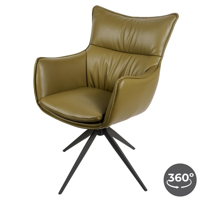 Valgomojo kėdė Saktago 3, alyvuogių sp., pasukamas 360 laipsnių, H93.5x62x62cm, sėdimosios dalies aukštis 48.5cm