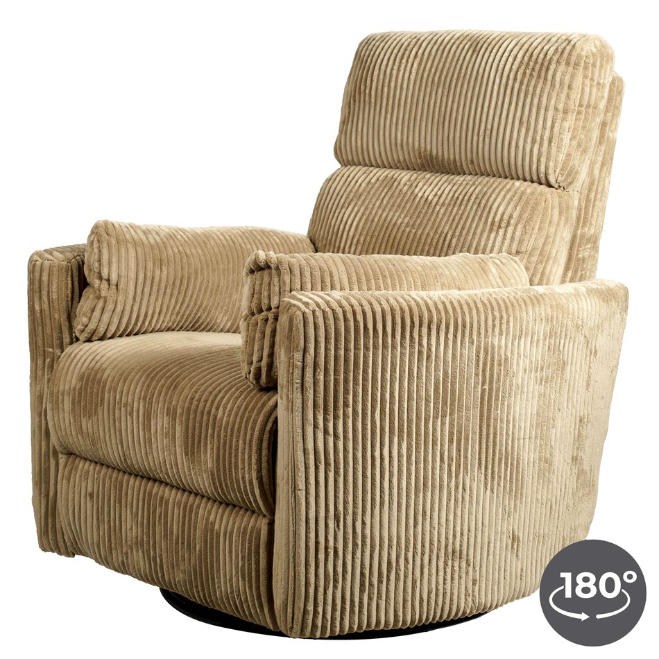 Electric recliner/rocking chair Hoka 02, light brown, rotatable 180 degrees, H89-106x101x98-168cm, seat height 50-57cm