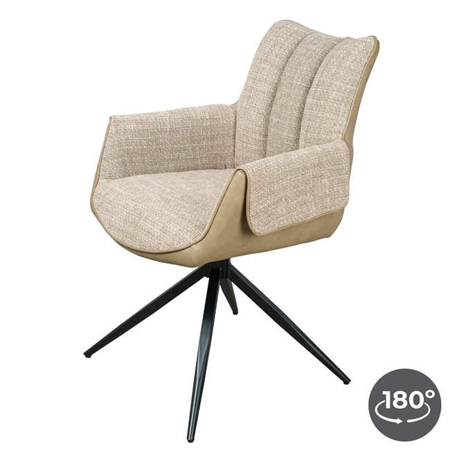 Dining chair Trinta 03, beige/light brown, rotatable 180 degrees, H87.5x61x64cm, seat height 49.5cm