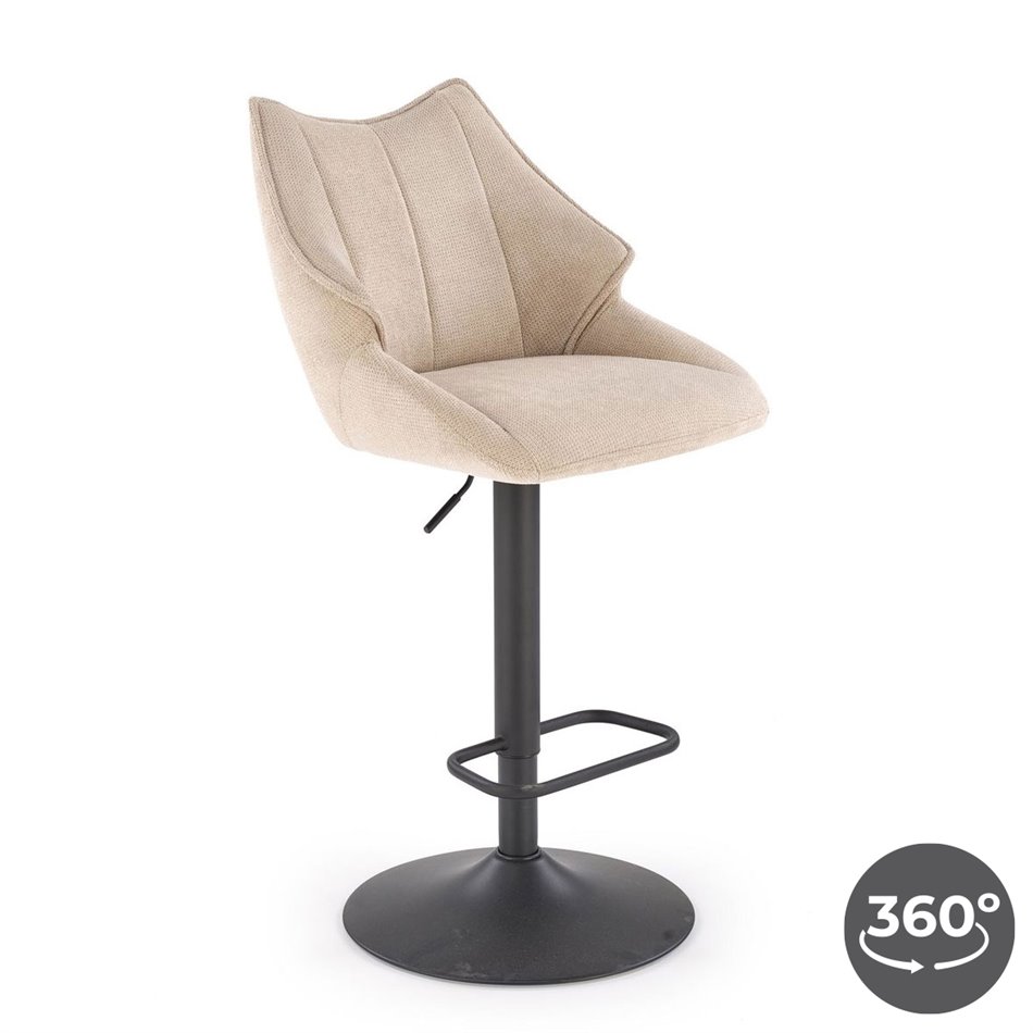 Bar stool Hoker, rotatable 360 degrees, beige, H96-118x54x50cm, seat height 62-84cm