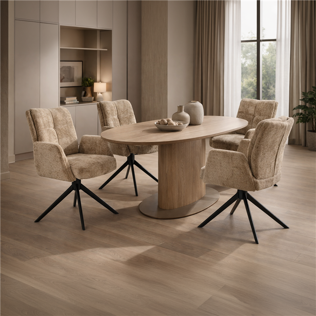Dining chair Fiorentino 39, rotatable 360 degrees, brown,  H88x66x63cm, seat height 48.5cm