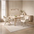 Dinning chair Lappi, rotatable 180 degrees, taupe/ivory, H86x65x61cm, seat height 50.5cm 