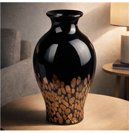 Vase Dorn, glass, black/brown, H33cm, D17cm