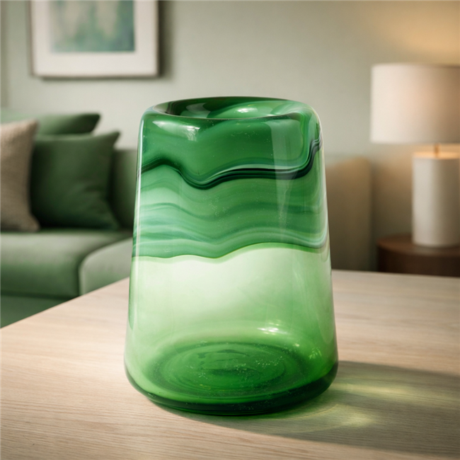 Vase Doria M, glass, green, H27cm, D19.5cm