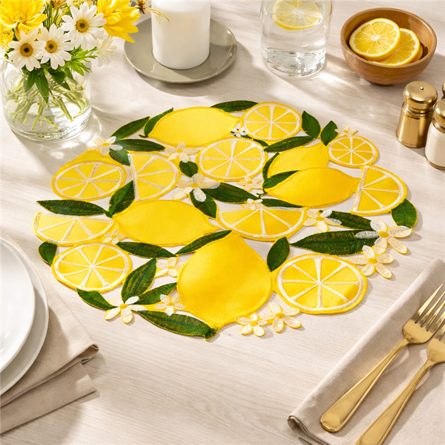 Placemat Pagonda, yellow/green, D35cm