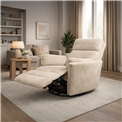 Electric recliner/rocking chair Hoka 01, beige, rotatable 180 degrees, H89-106x101x98-168cm, seat height 50-57cm