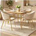 Dining chair Undine 3018-11, beige brown/gold color, H78x53x49cm, seat height 46cm 