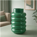 Vase Ribbo, glass, green, H25cm, D15cm