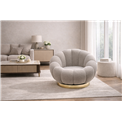 Swivel leisure chair Valdo, grey/gold color, rotatable 360 degrees, H75x101x99cm, seat height 40cm