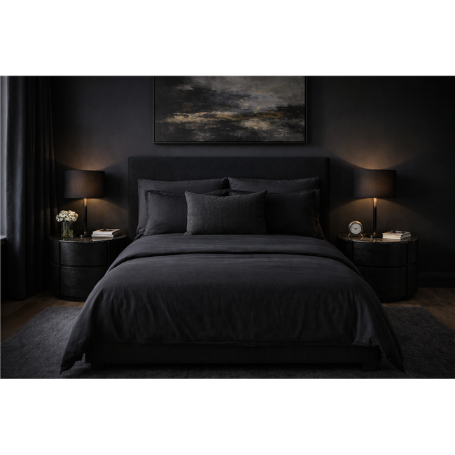 Прикроватный столик Savelli black, фанера/древесный шпон/искусственный мрамор, H48x60x41cm