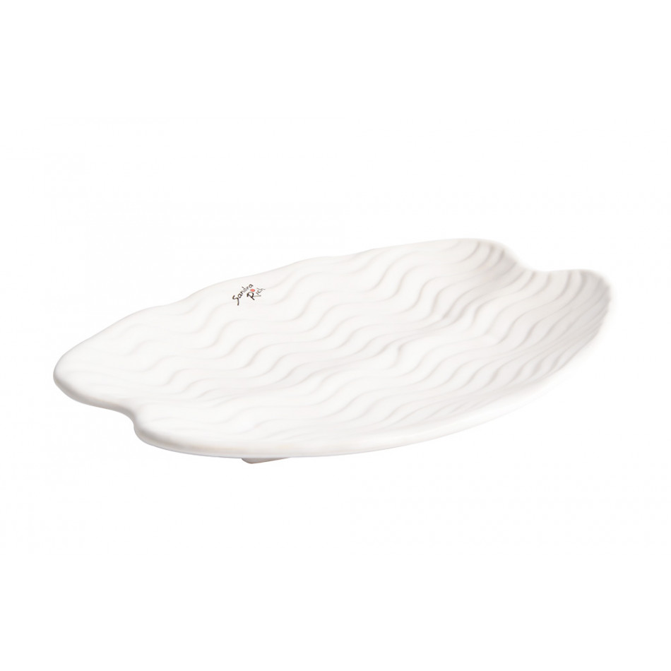 Decorative Plate ORGANIC, white, 26x20x4cm