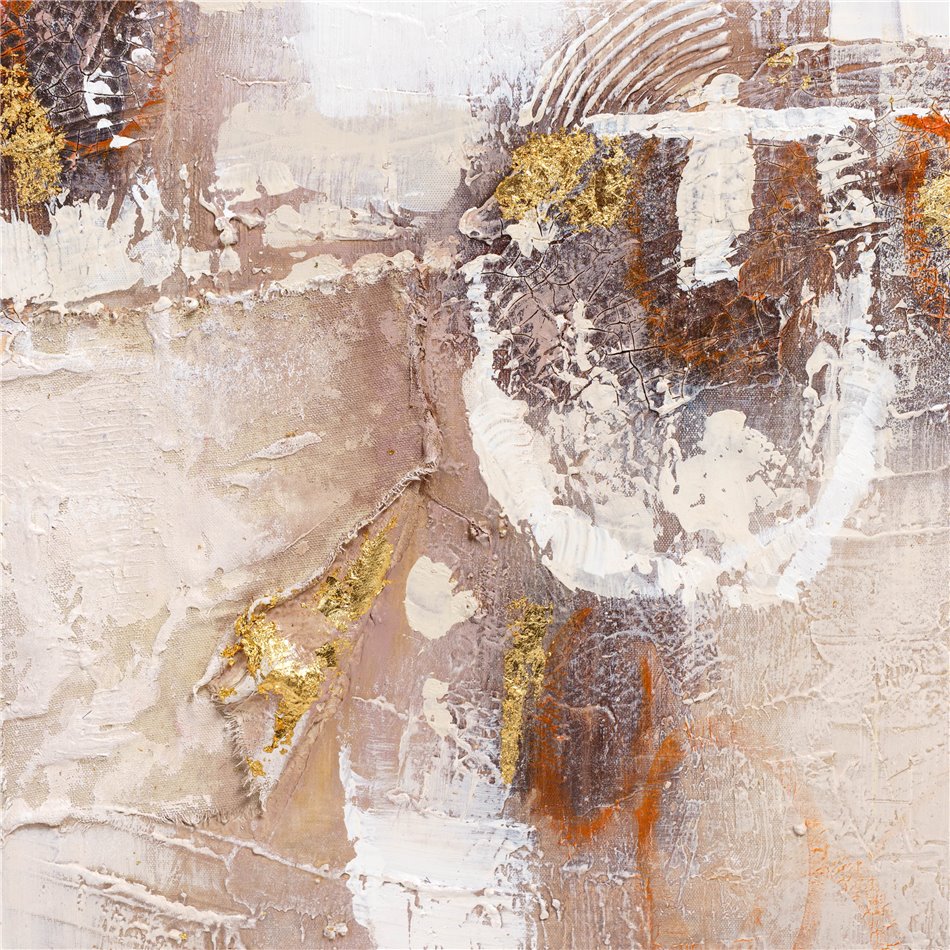 Oil paiting Abstract Gold Accented I, 80x80cm