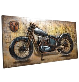 Sienos dekoracija Black Motocycle, metalo, 140x70cm