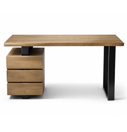 Rašomasis stalas Sario su 3 stalčiais, mango mediena/metalas, H78x135x60cm