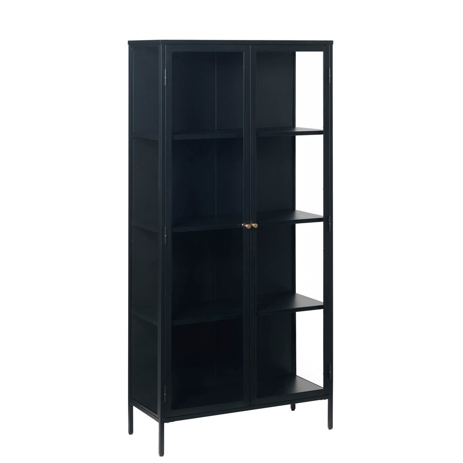 Display cabinet Ukarmel, black, steel/tempered glass, H190x90x40cm