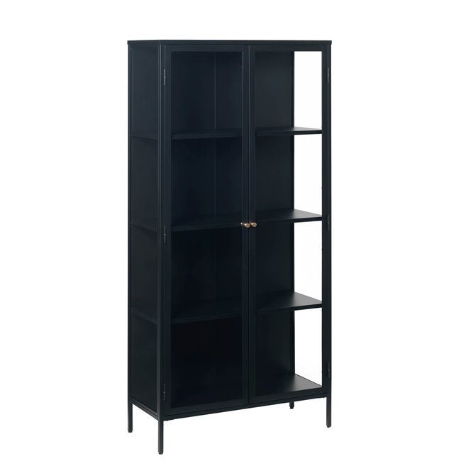 Display cabinet Ukarmel, black, steel/tempered glass, H190x90x40cm